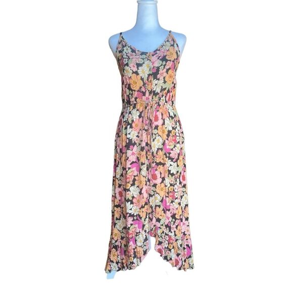 Rewind High Low Front Button Floral Flowy Maxi Dress Size Medium NWT - Picture 1 of 9